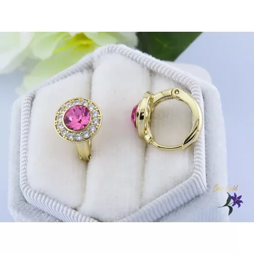 Kélia antiallergén keres pink Swavrovski köves fülbevaló-14K