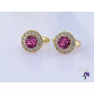   Kélia antiallergén keres pink Swavrovski köves fülbevaló-14K