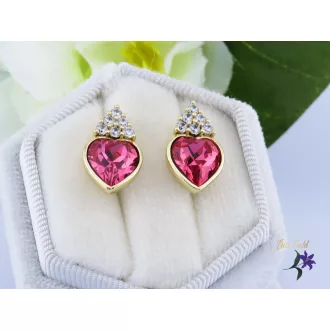 Polla antiallergén pink kristályköves fülbevaló-14k 