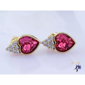 Polla antiallergén pink kristályköves fülbevaló-14k 