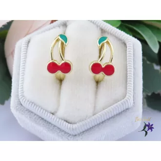 Cherry antiallergén páros cseresznye fülbevaló -14K 