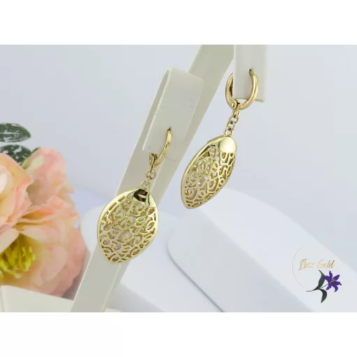 Anriett goldfilled csipkemintázatú csüngős fülbevaló-14K 