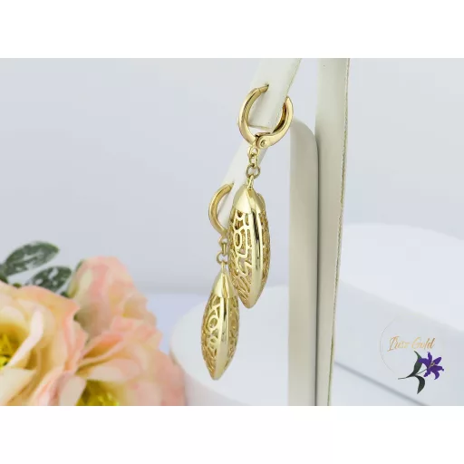 Anriett goldfilled csipkemintázatú csüngős fülbevaló-14K 
