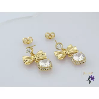Atina goldfilled csüngős köves masni fülbevaló-18K 