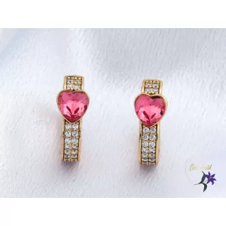 Ervina antiallergén pink kristályköves fülbevaló-18K 