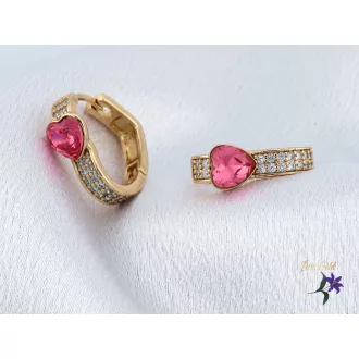 Ervina antiallergén pink kristályköves fülbevaló-18K 