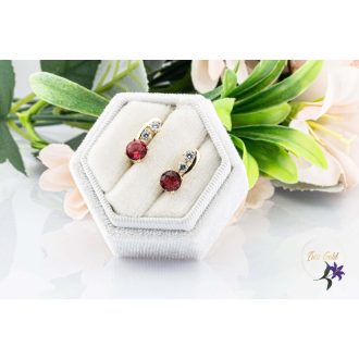 Hajna antiallergén piros köves fülbevaló-14K 