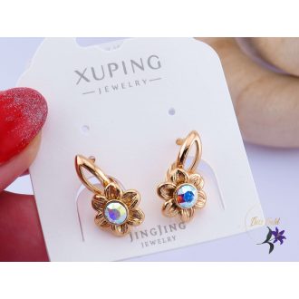   Anéta antiallergén kristályköves virág formáju fülbevaló-18K