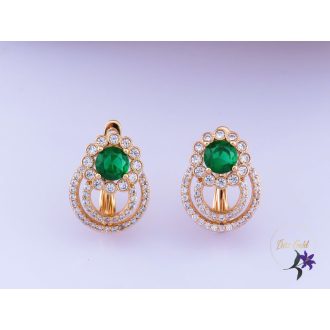 Bellami antiallergén zöldköves fülbevaló-18K 