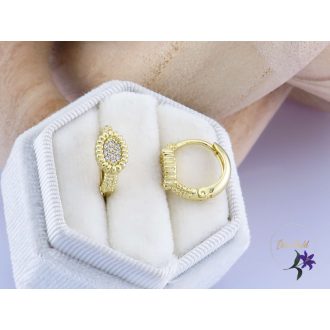   Bea antiallergén kiskarika fülbevaló ovális diszítéssel-14K 