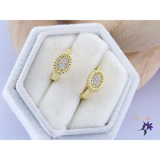 Bea antiallergén kiskarika fülbevaló ovális diszítéssel-14K 