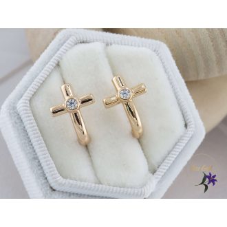 Eja antiallergén kiskereszt fülbevaló pici kővel-18K