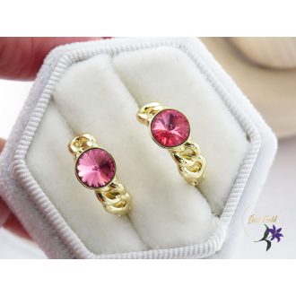   Ilang antiallergén pink kristályköves karika fülbevaló-14K 