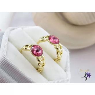   Ilang antiallergén pink kristályköves karika fülbevaló-14K 
