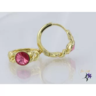   Ilang antiallergén pink kristályköves karika fülbevaló-14K 