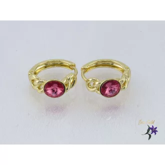   Ilang antiallergén pink kristályköves karika fülbevaló-14K 