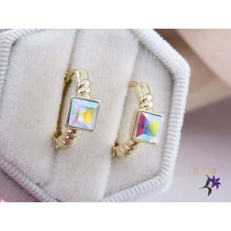   Jola antiallergén fehér szinváltós kristályköves karika fülbevaló-14K 