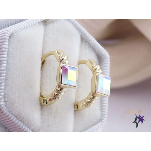 Jola antiallergén fehér szinváltós kristályköves karika fülbevaló-14K 