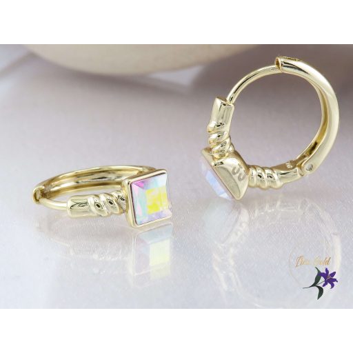 Jola antiallergén fehér szinváltós kristályköves karika fülbevaló-14K 