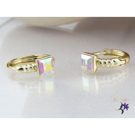 Jola antiallergén fehér szinváltós kristályköves karika fülbevaló-14K 