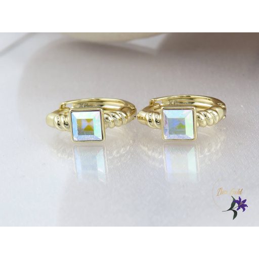 Jola antiallergén fehér szinváltós kristályköves karika fülbevaló-14K 