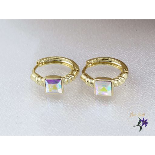 Jola antiallergén fehér szinváltós kristályköves karika fülbevaló-14K 