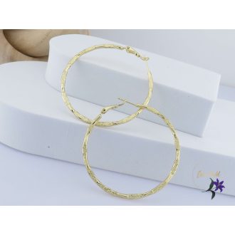   Doren -50 mm antiallergén karika fülbevaló lapos mintás díszítéssel-14K 