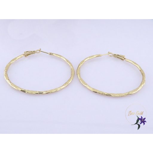 Doren -50 mm antiallergén karika fülbevaló lapos mintás díszítéssel-14K 