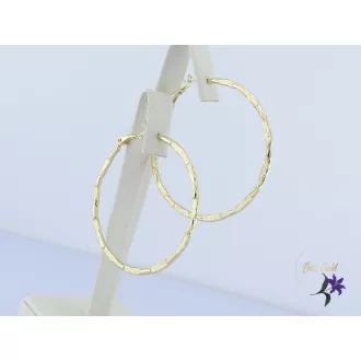   Doren -50 mm antiallergén karika fülbevaló lapos mintás díszítéssel-14K 