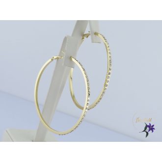   Elma -60 mm antiallergén nagykarika fülbeavló oldalt kis kövekkel-14K