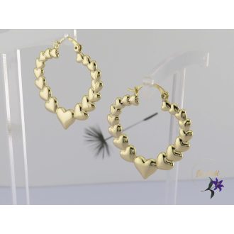 Elin antiallergén sziv alakú fülbevaló szivekből-14K 