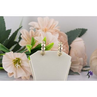   Otti antiallergén karika fülbevaló cakkos mintával fehér kövekkel-14K 