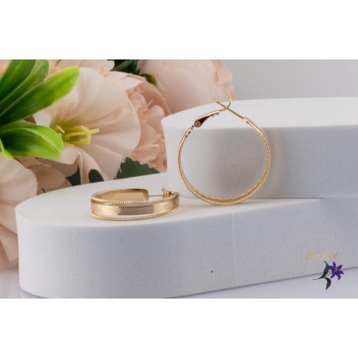 Csaga antiallergén karika fülbevaló középen fényes -18K 