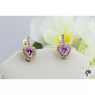 Dotti antiallergén pink sziv alakú fülbevaló-14K 