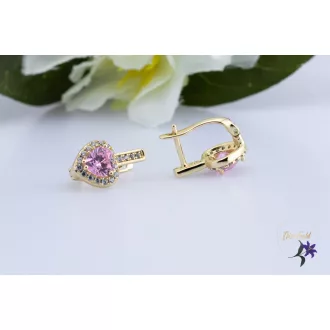 Dotti antiallergén pink sziv alakú fülbevaló-14K 