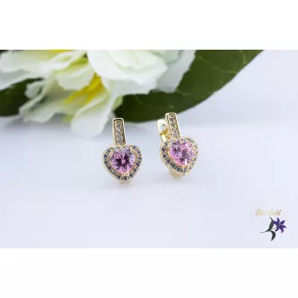 Dotti antiallergén pink sziv alakú fülbevaló-14K 