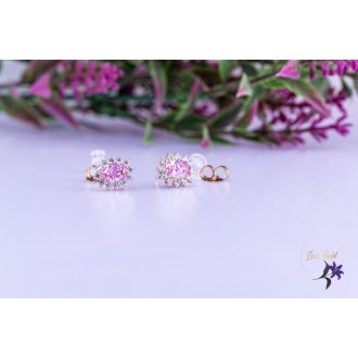 Aria antiallergén rózsaszin bedugós fülbevaló-18K 