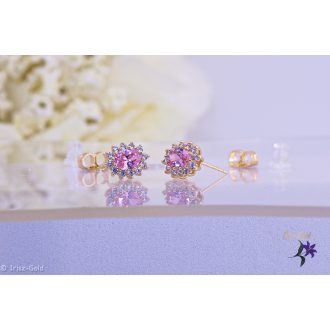 Aria antiallergén rózsaszin bedugós fülbevaló-18K 