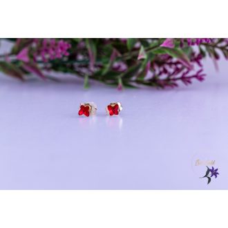   Döniz antiallergén kristályköved pirosköves fülbevaló-18K