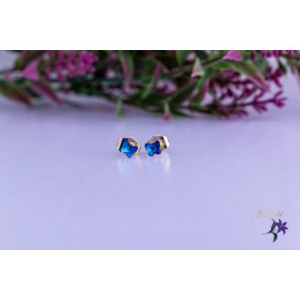 Döniz antiallergén  kék kristályköves fülbevaló-18K