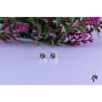   Ivon antiallergén kristályköves világoskék bedugós fülbevaló-14K 