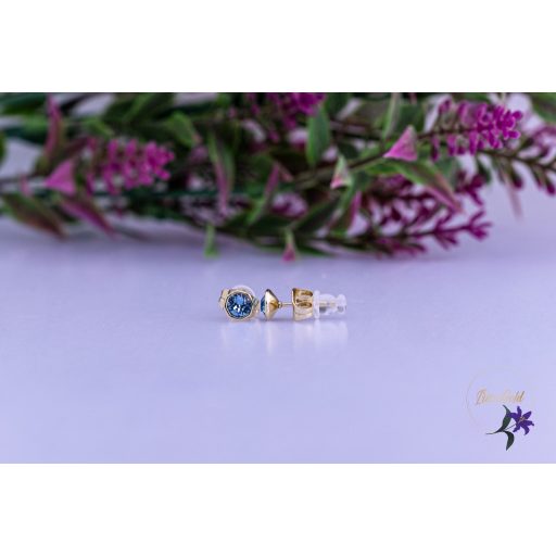 Ivon antiallergén kristályköves világoskék bedugós fülbevaló-14K 