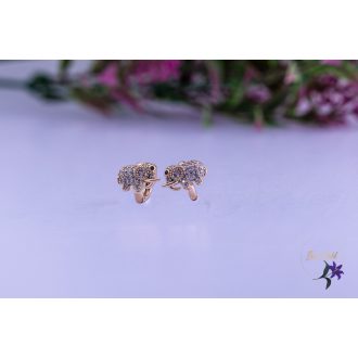   Letti antiallergén kiselefánt fülbevaló fehér kiskövekkel-18K 