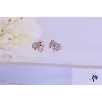   Letti antiallergén kiselefánt fülbevaló fehér kiskövekkel-18K 