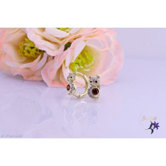 Dina antiallergén cica karika fülbevaló piros kővel-14K 