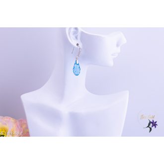   Elen antiallergén prémiumkategóriás kék kristályköves  fülbevaló-ródium 