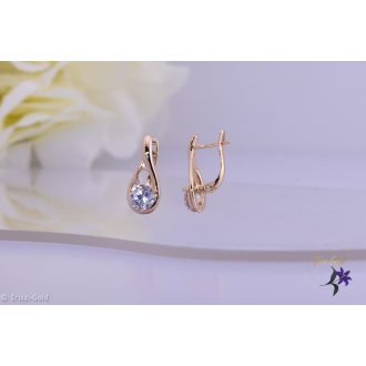   Ilang antiallergén csepp alakú fülbevaló középen fehér cirkónia kővel-18K 