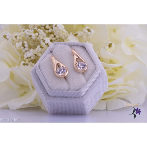 Ilang antiallergén csepp alakú fülbevaló középen fehér cirkónia kővel-18K 