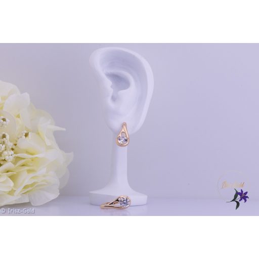 Ilang antiallergén csepp alakú fülbevaló középen fehér cirkónia kővel-18K 