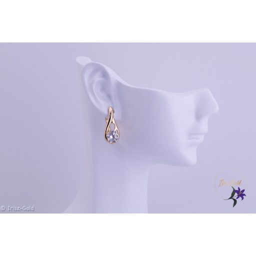 Ilang antiallergén csepp alakú fülbevaló középen fehér cirkónia kővel-18K 